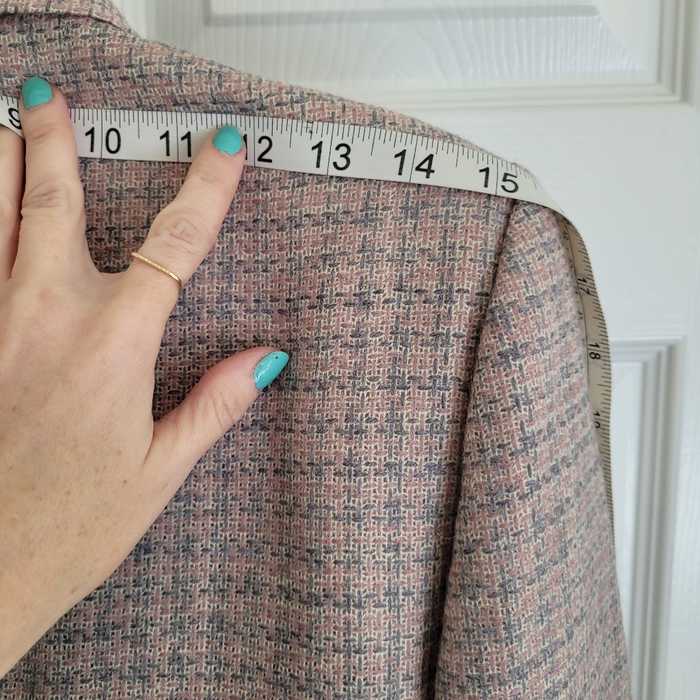 100% Wool Pink Plaid Duster Trench Car Jacket Size 6 By Harve Benard - Picture 9 of 12